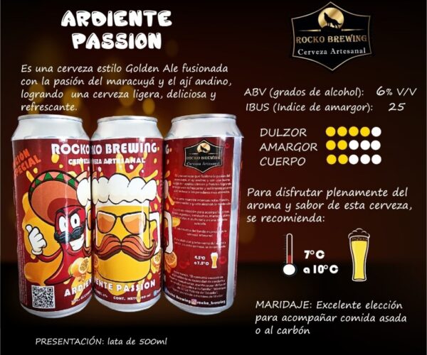 Ardiente Passion – Golden Ale con Maracuyá y Ají Andino (500ml)