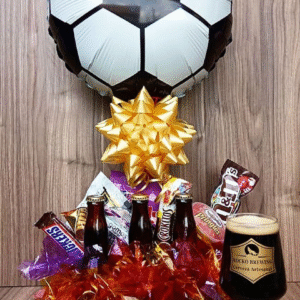 Pack cerveza con globo metalizado y snacks